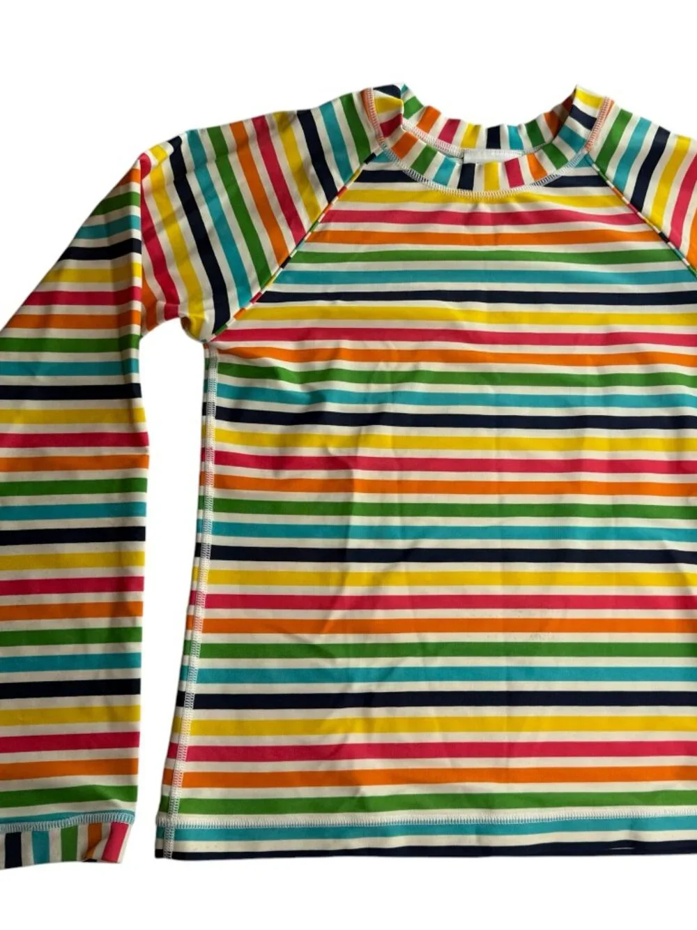 Hanna Andersson Rash Guard Sun Shirt Rainbow Stripe Beach Color Girl's 12 -150cm